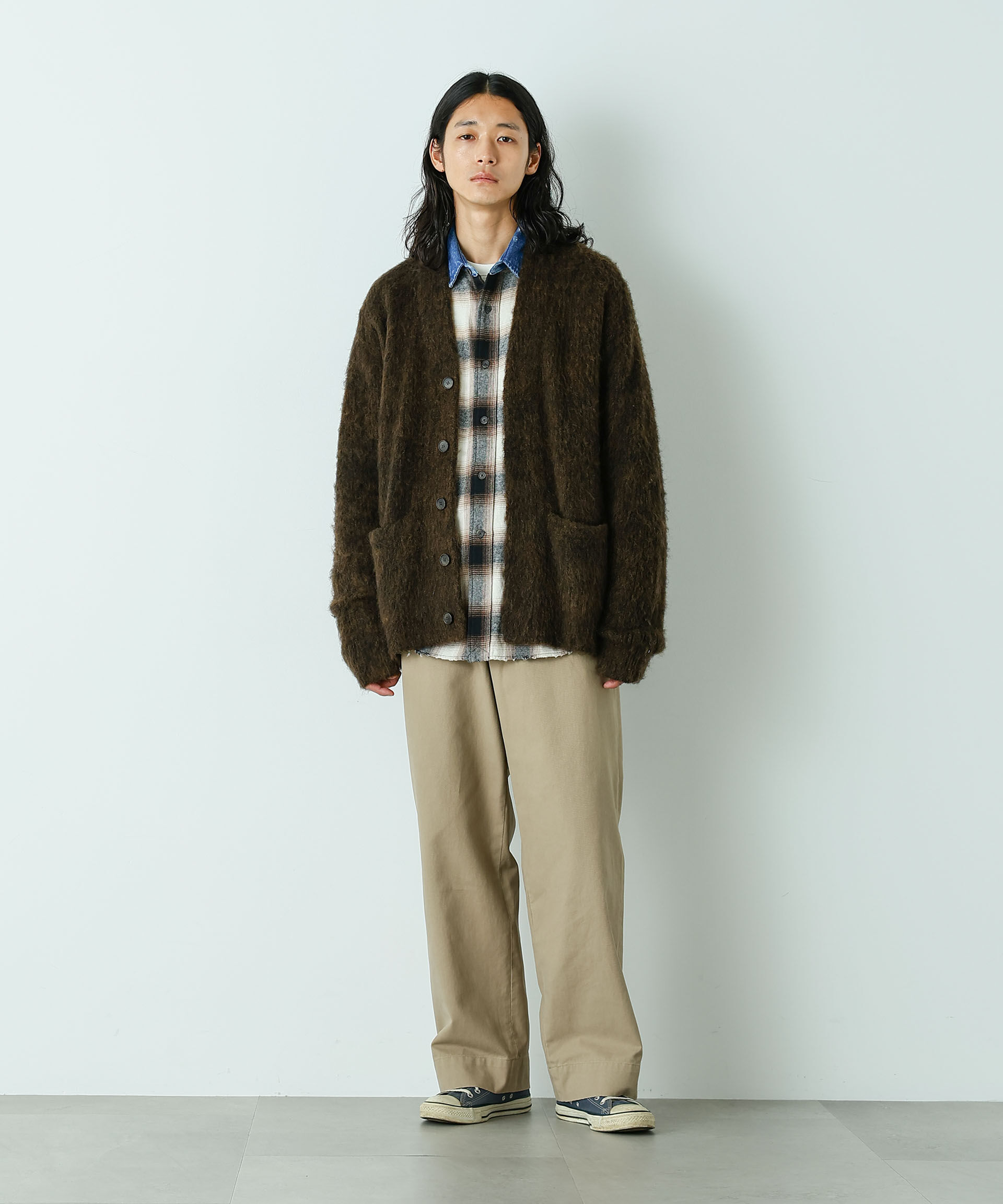 nano･universe「｢HOTEL PALACE｣ フライフロントミックスシャギーカーディガン」|ニット・セーター|