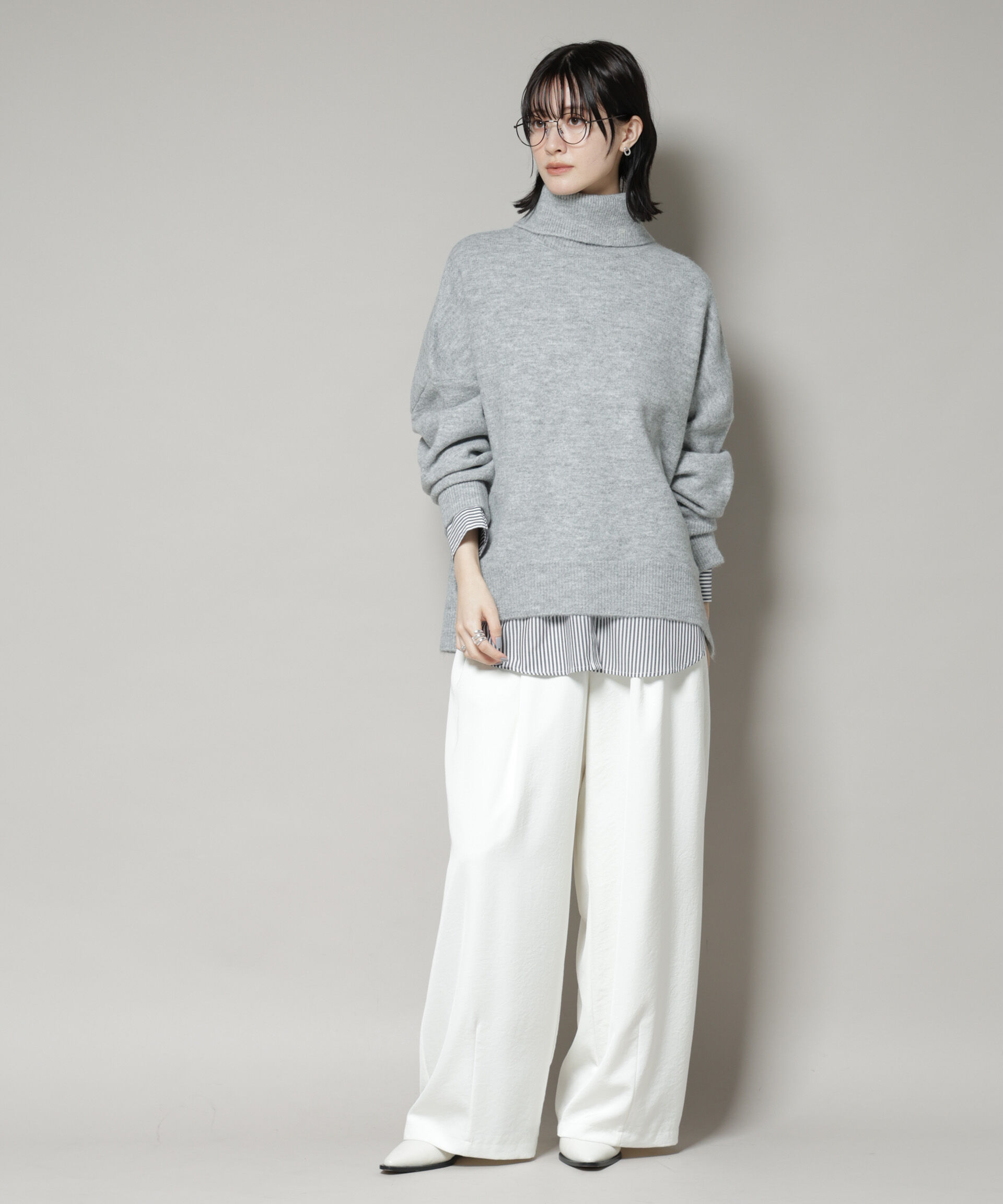 nano･universe「タートルワイドシルエット圧縮ニット」|ニット・セーター|