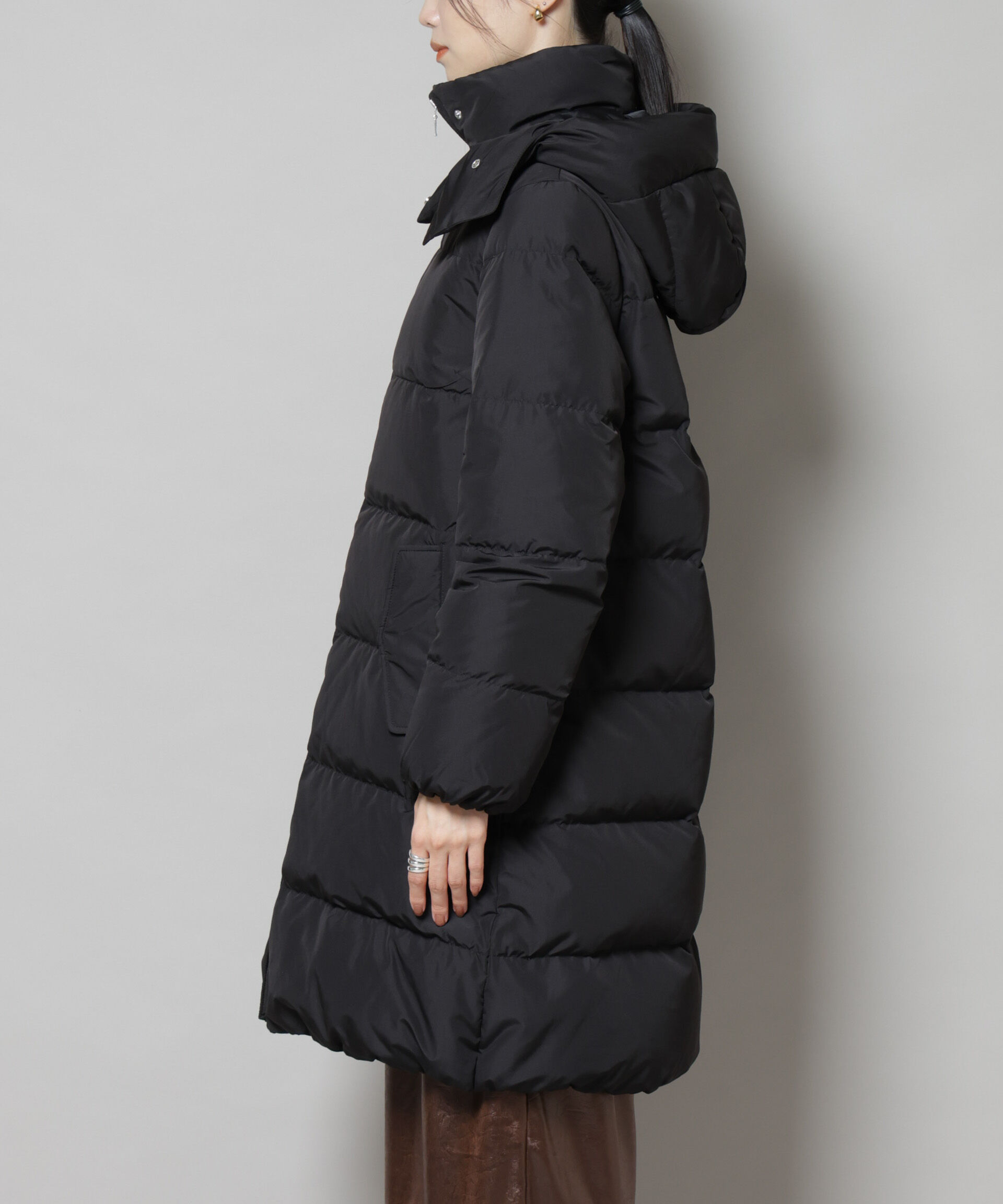 nano･universe「撥水加工 フードロングダウンコート」|ダウン|