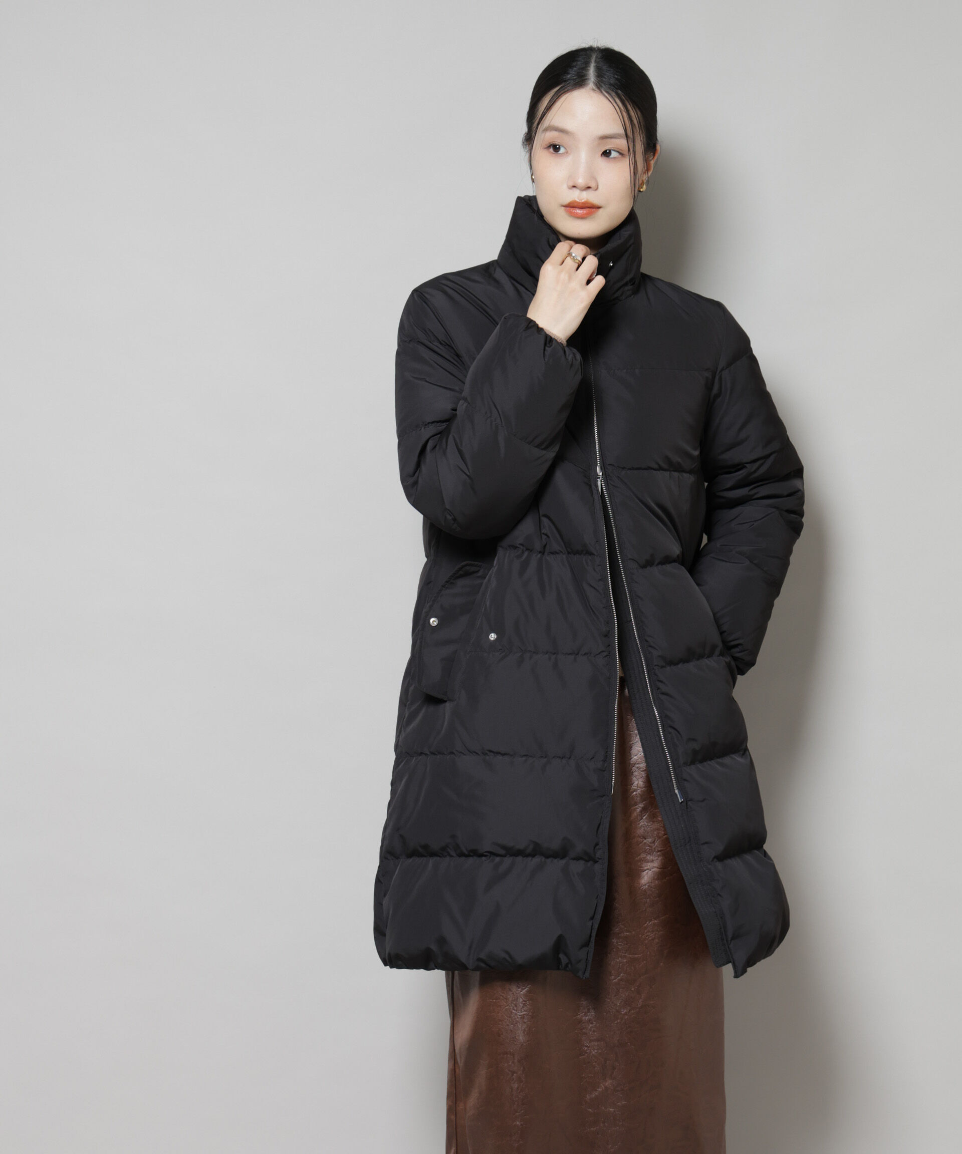 nano･universe「撥水加工 フードロングダウンコート」|ダウン|