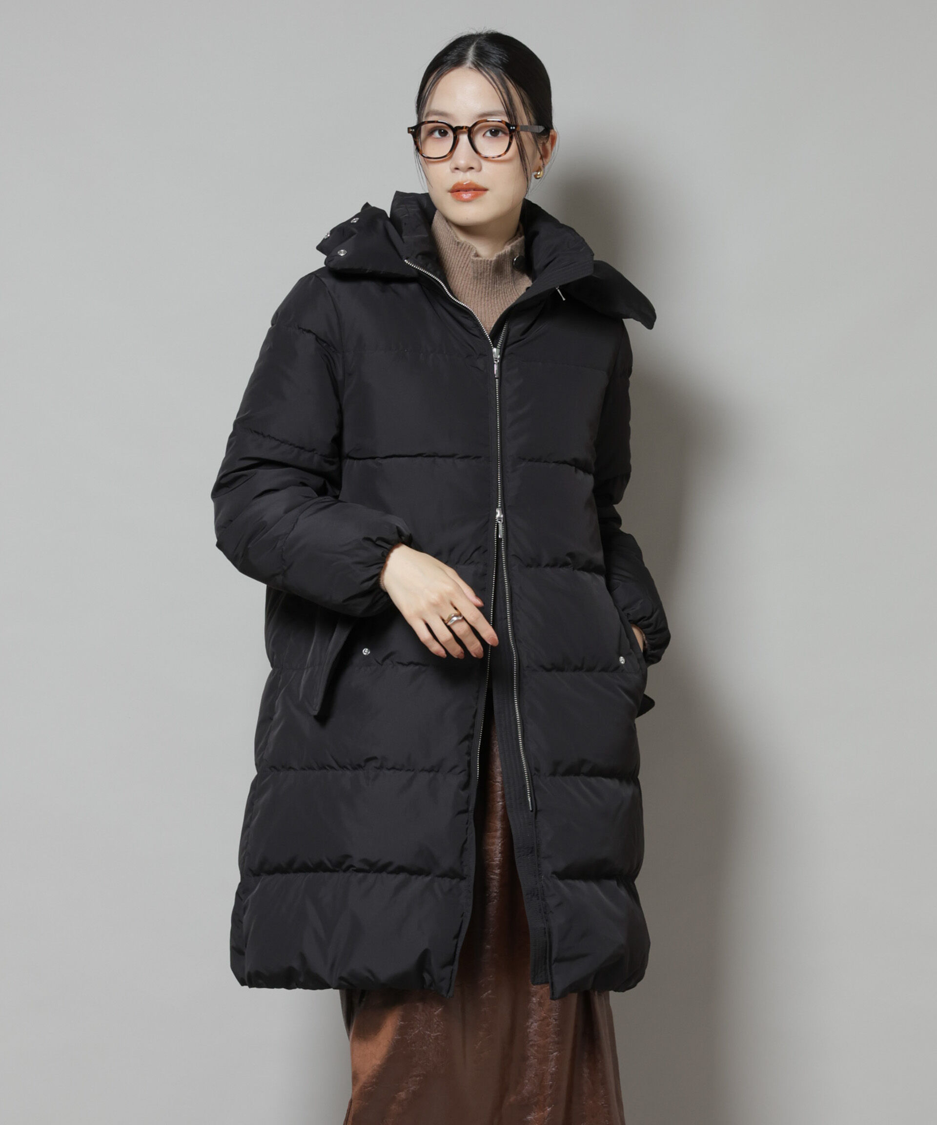 nano･universe「撥水加工 フードロングダウンコート」|ダウン|