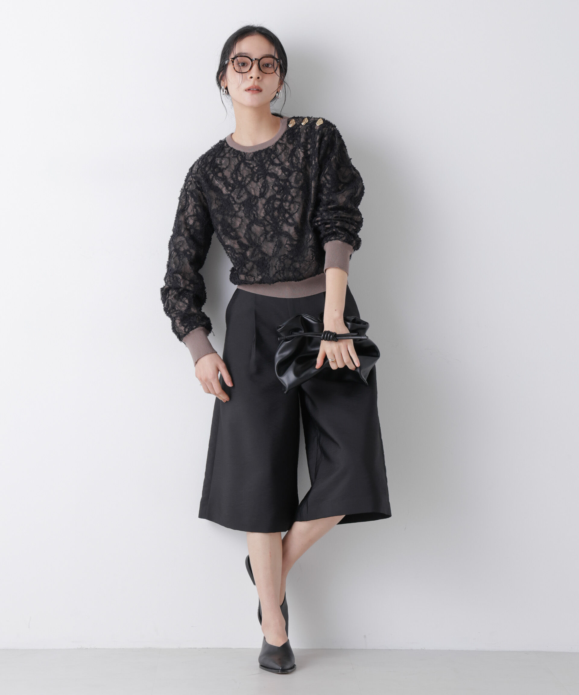 nano･universe「エアリーツイルボリュームキュロットパンツ」|チノ|