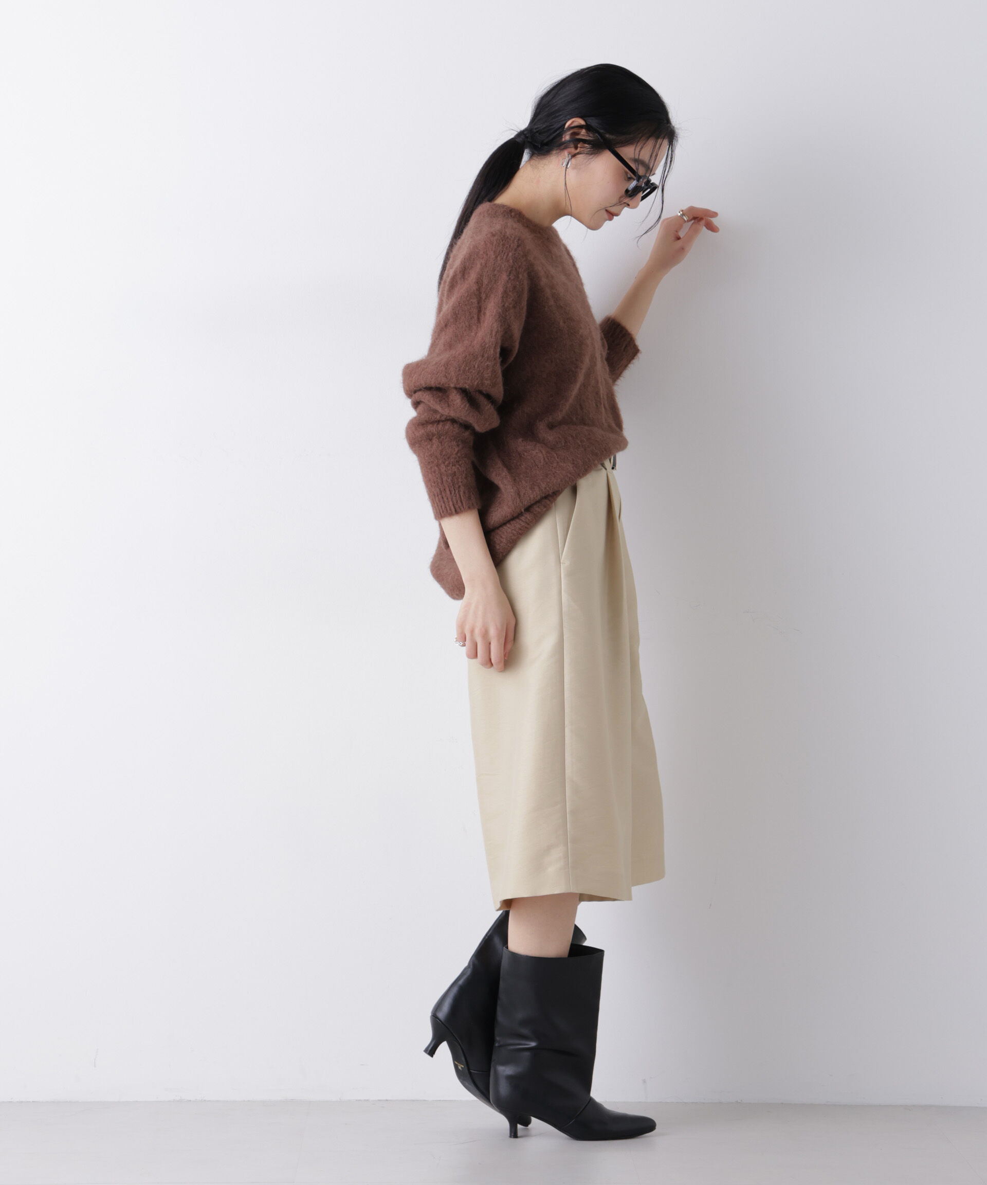 nano･universe「エアリーツイルボリュームキュロットパンツ」|チノ|