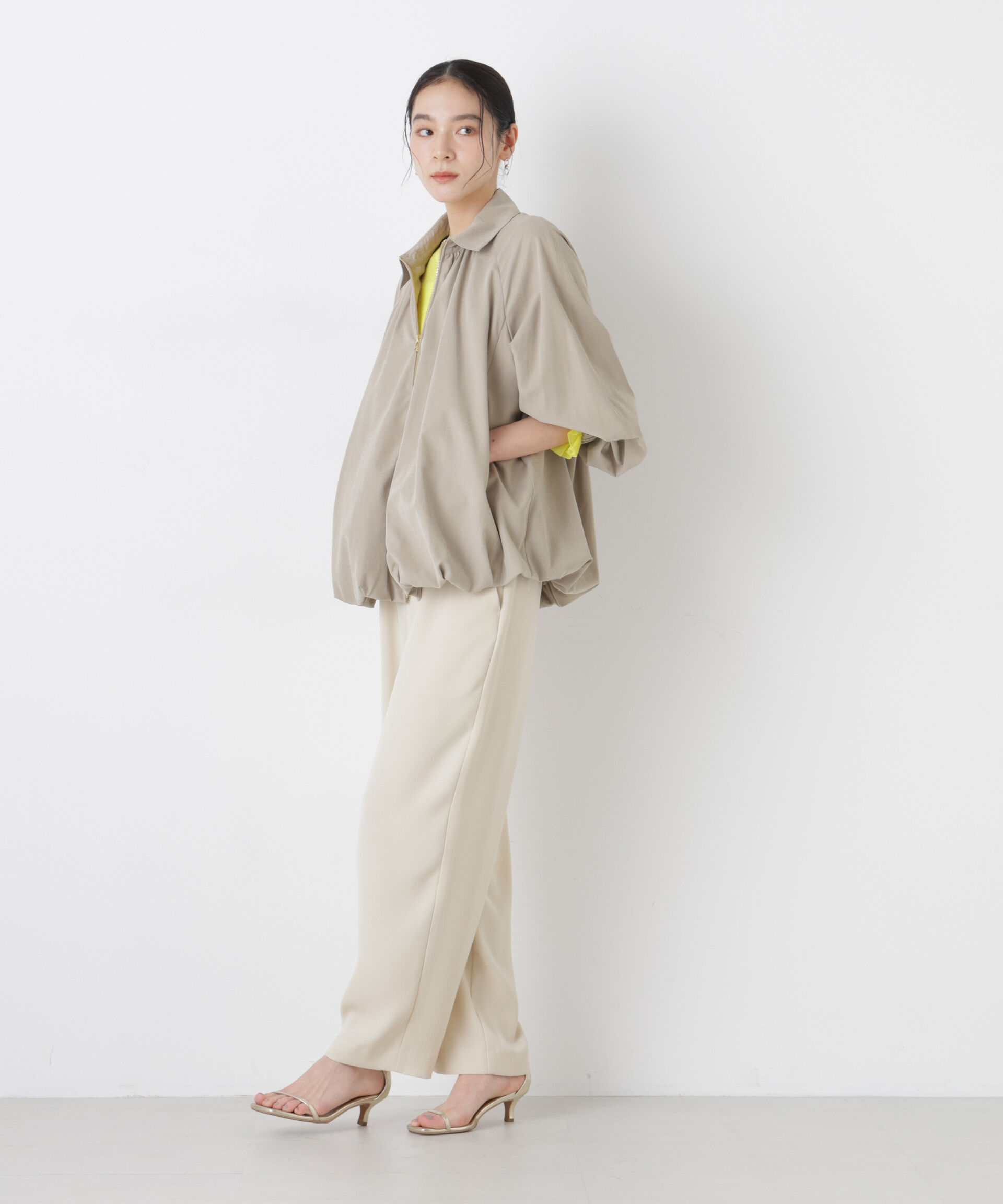 nano･universe「ライトスエードギャザーバルーンブルゾン」|ブルゾン・スタジャン|