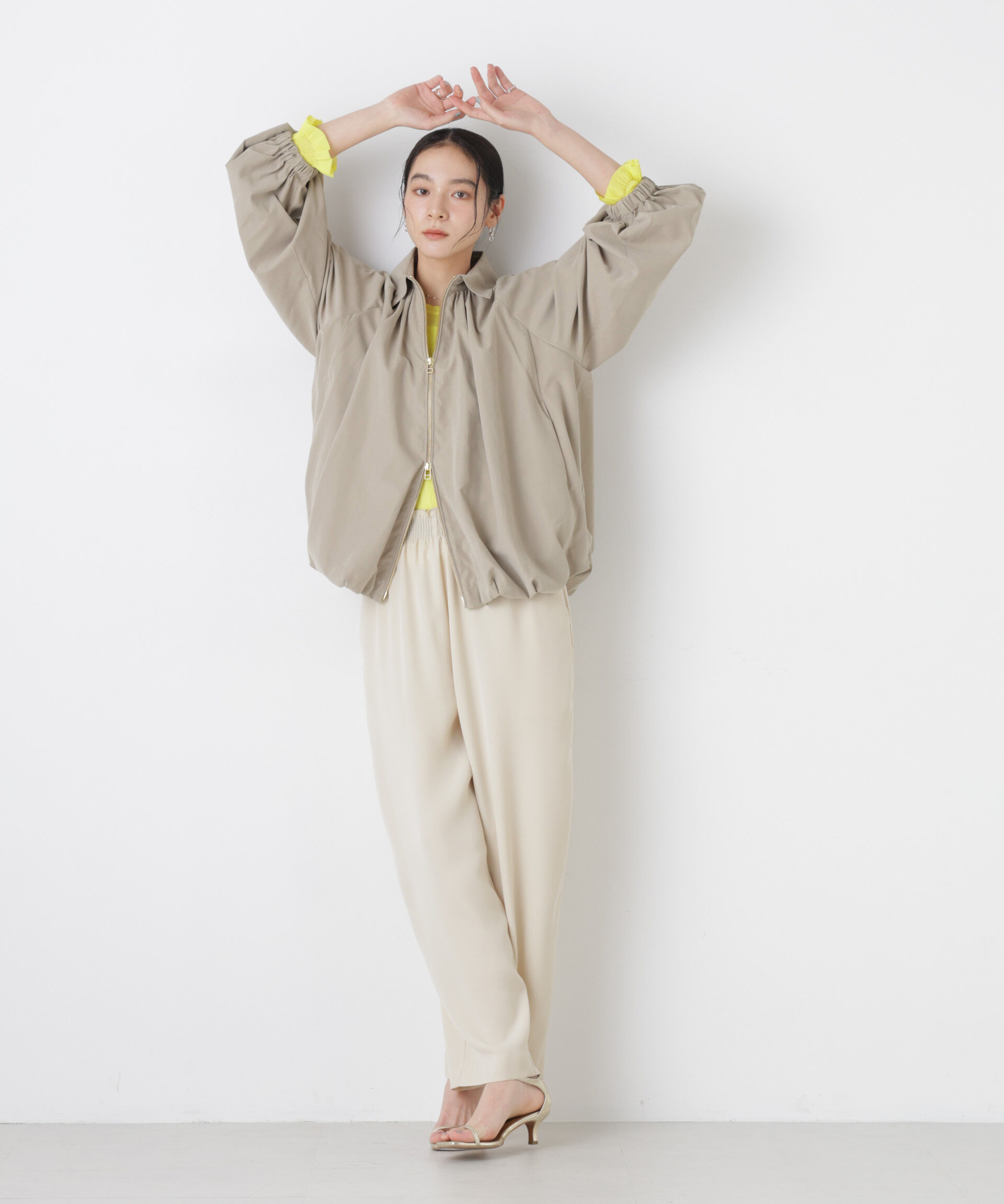 nano･universe「ライトスエードギャザーバルーンブルゾン」|ブルゾン・スタジャン|