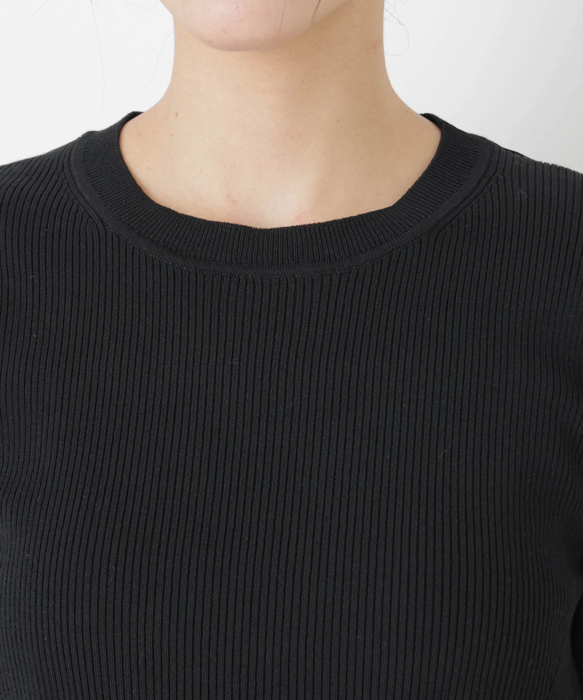 nano･universe「ウォッシャブルハイツイスト五分袖リブニット」|ニット・セーター|