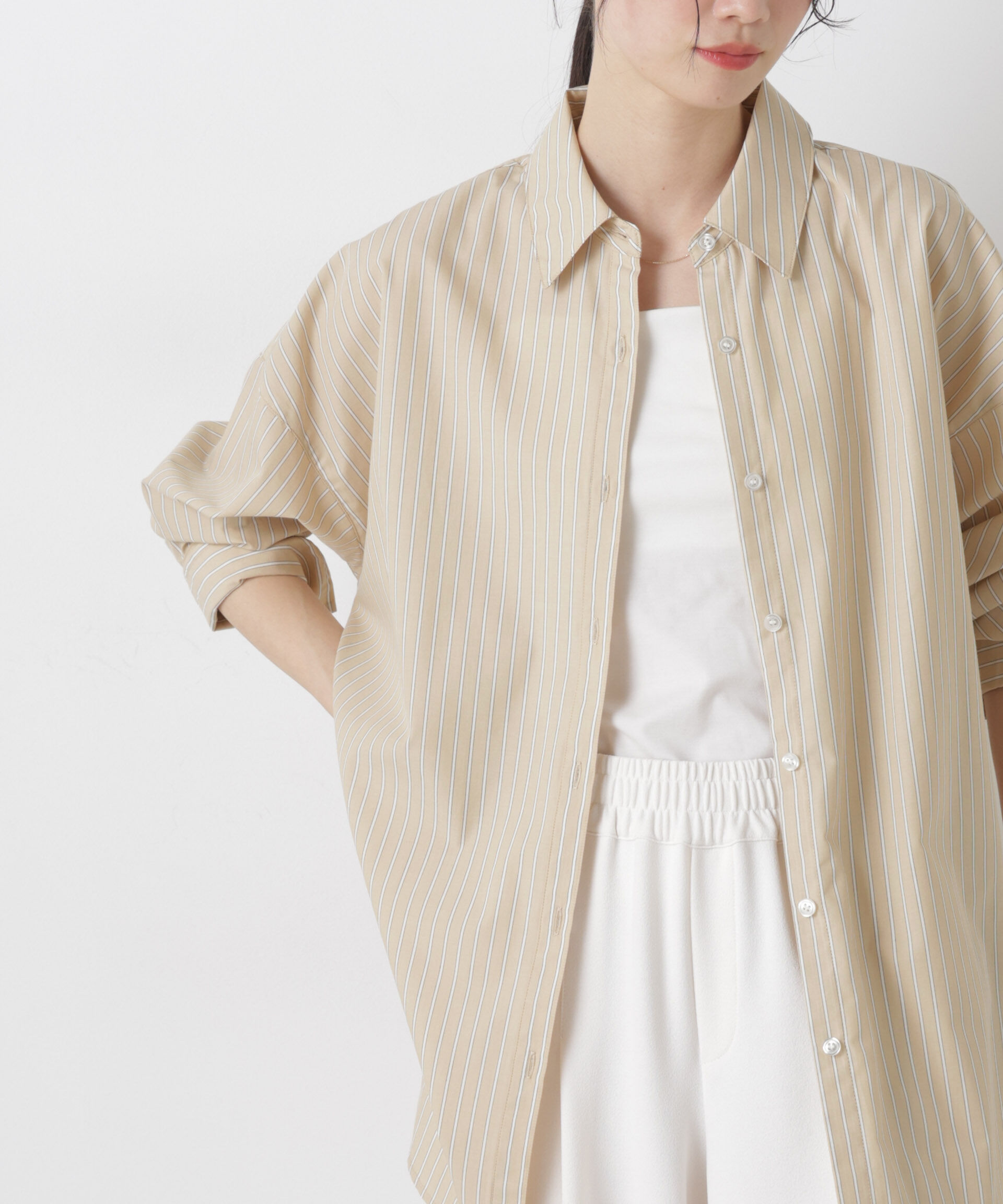 nano･universe「ブロードワイドシルエットストライプシャツ」|シャツ・ブラウス|