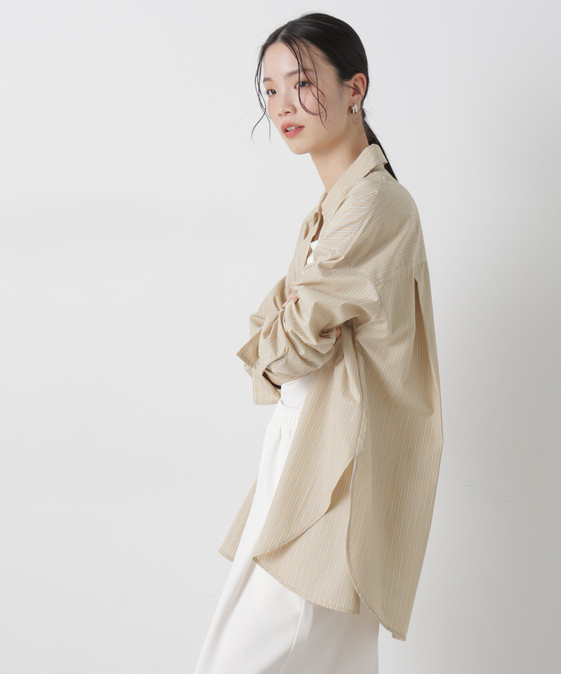 nano･universe「ブロードワイドシルエットストライプシャツ」|シャツ・ブラウス|