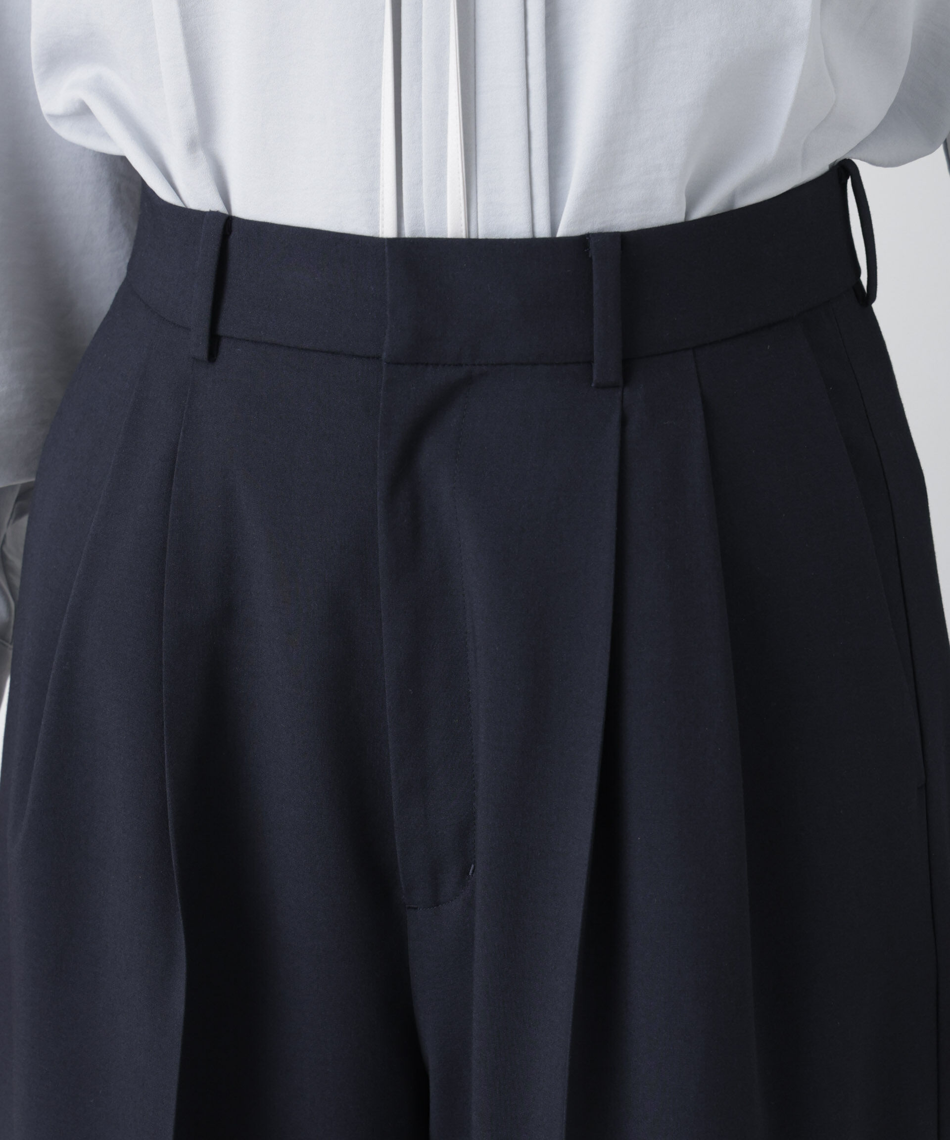 nano･universe「トロストレッチ2タックワイドパンツ(セットアップ可)」|チノ|