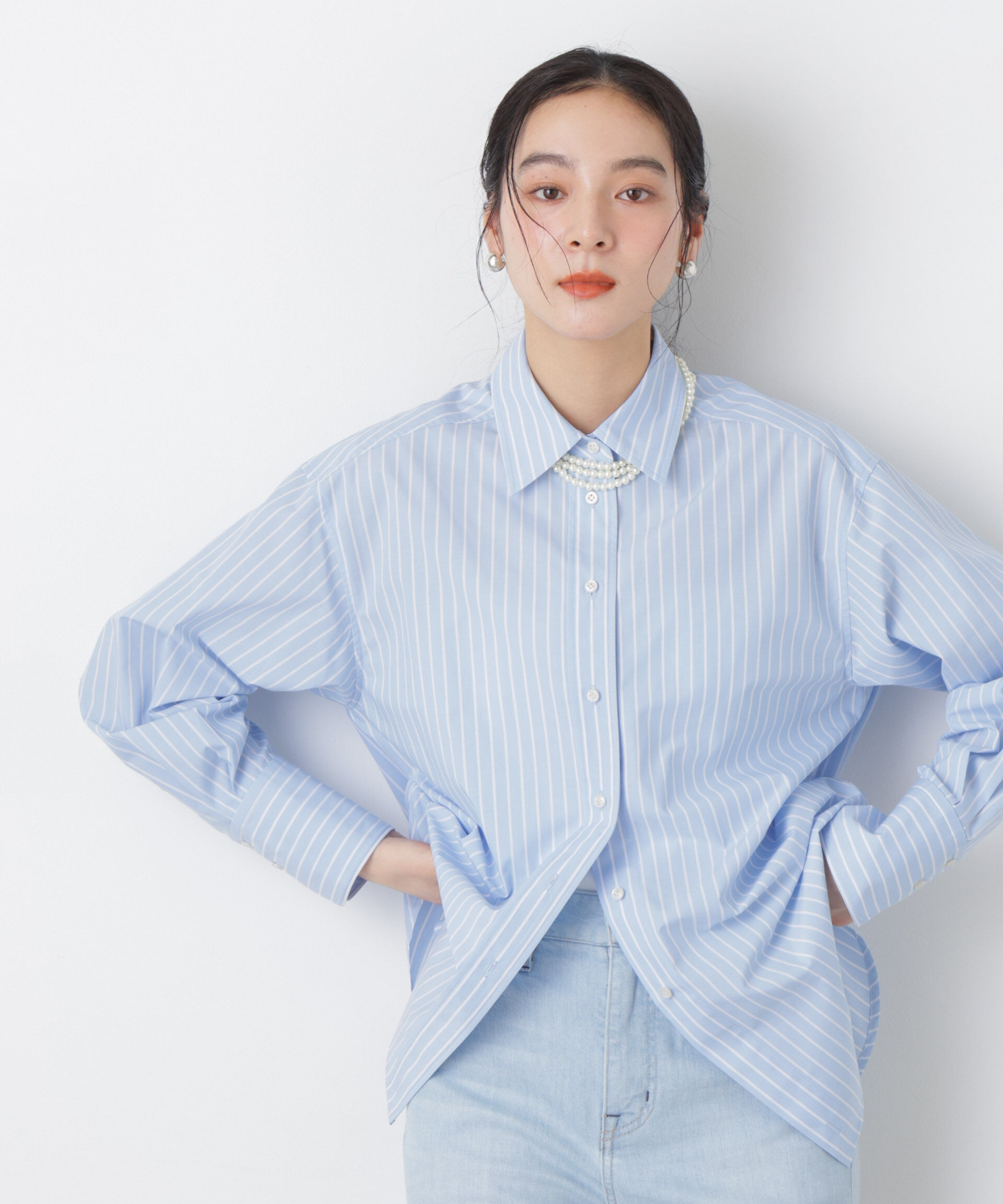 nano･universe「2wayオーバーシャツ」|シャツ・ブラウス|L.ブルー1