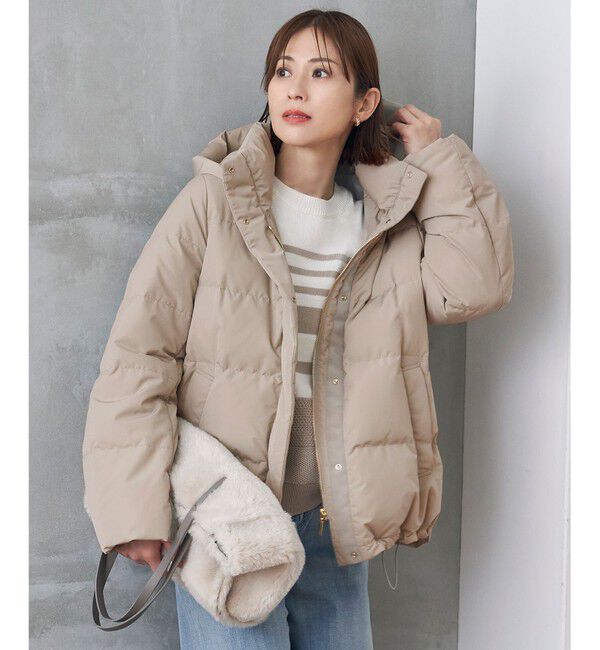 自由区「【洗える】マイクロタッサーダウン コート」|ダウン|グレージュ