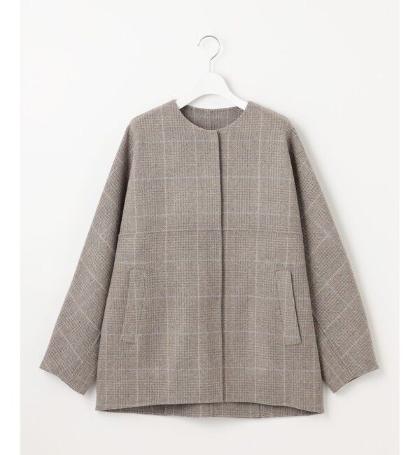 自由区「【カタログ掲載】ウールリバーチェック柄ノーカラー コート」|ノーカラーコート|