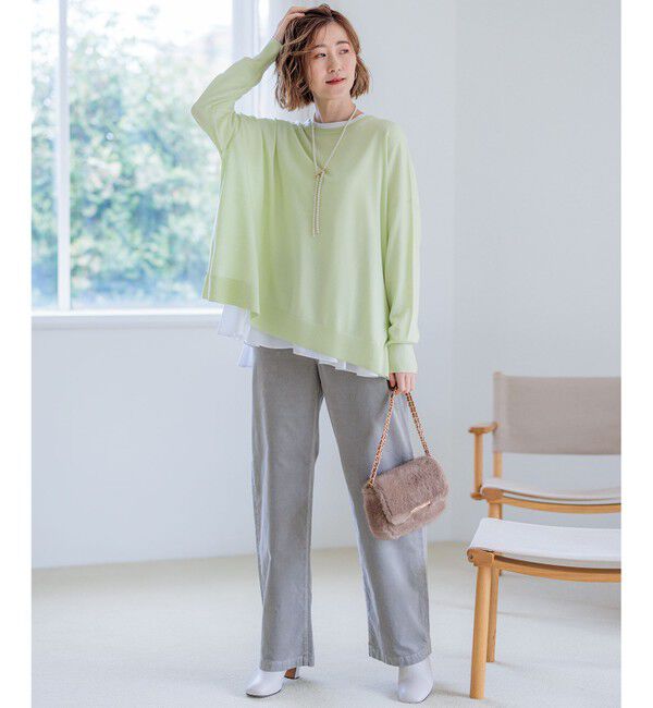 23区「【ご好評につき新色追加】ナチュラルコットンベアコンビ ペプラム カットソー」|Tシャツ・カットソー|