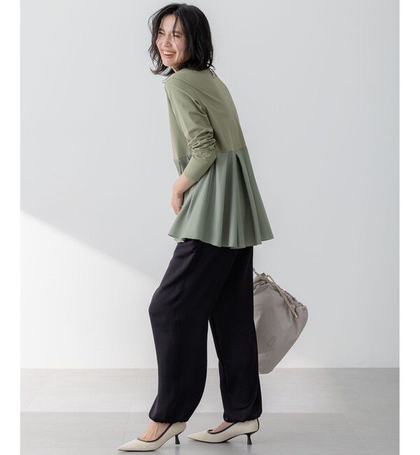 23区「【ご好評につき新色追加】ナチュラルコットンベアコンビ ペプラム カットソー」|Tシャツ・カットソー|