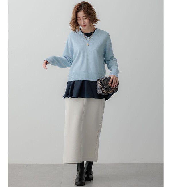 23区「【ご好評につき新色追加】ナチュラルコットンベアコンビ ペプラム カットソー」|Tシャツ・カットソー|