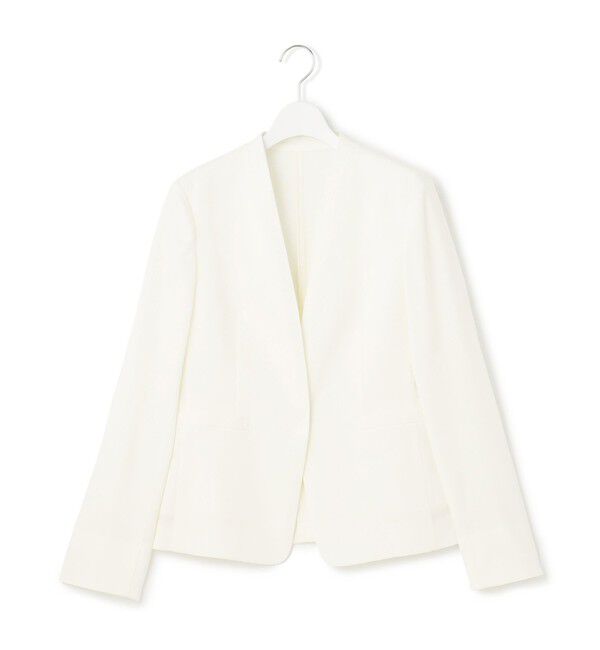 23区「【セットアップ対応/防シワ性/洗える】アイアスマットストレッチ ノーカラー ジャケット」|ノーカラージャケット|