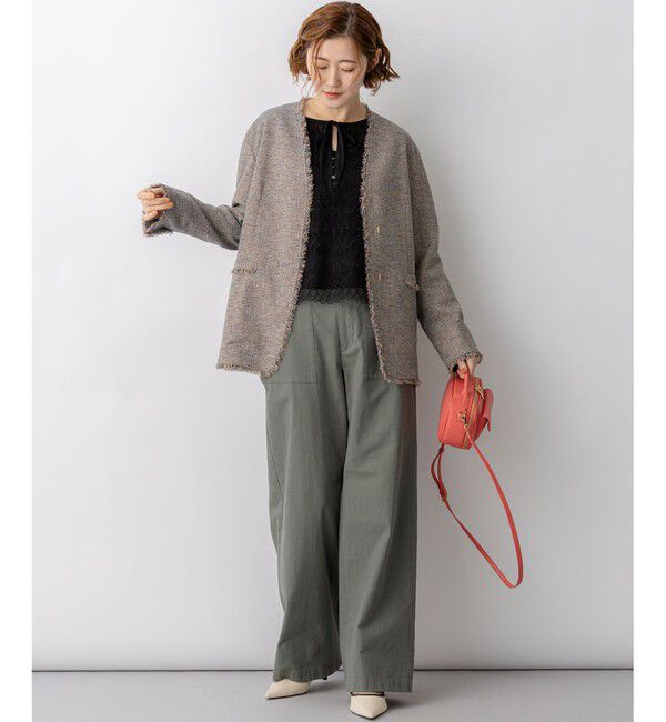 23区「リネンライクブッチャー フリンジノーカラージャケット」|その他|