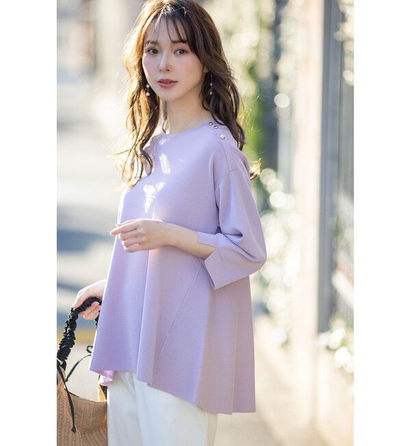 ANY SIS「【UVカット・洗える】フレアニット チュニック」|ニット・セーター|ラベンダー