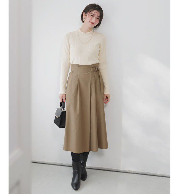 ANY SIS「CICA加工 フリルネック プルオーバー」|ニット・セーター|