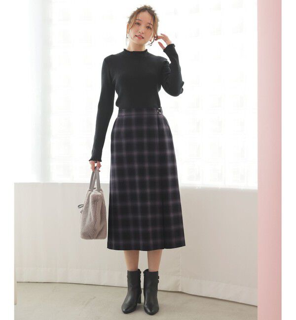 ANY SIS「CICA加工 フリルネック プルオーバー」|ニット・セーター|