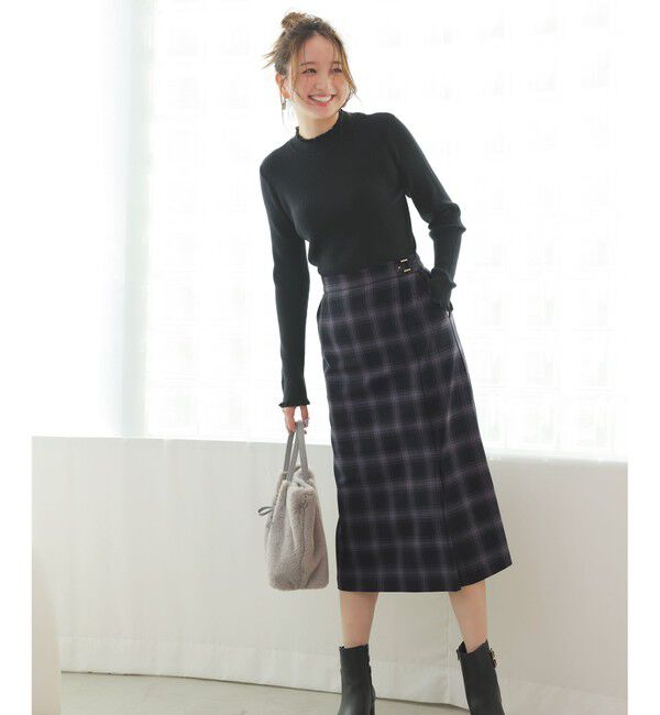 ANY SIS「CICA加工 フリルネック プルオーバー」|ニット・セーター|