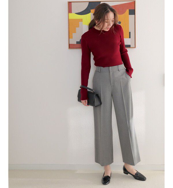 ANY SIS「CICA加工 フリルネック プルオーバー」|ニット・セーター|