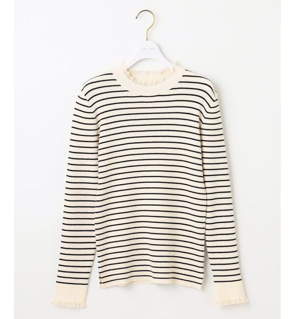 ANY SIS「CICA加工 フリルネック プルオーバー」|ニット・セーター|