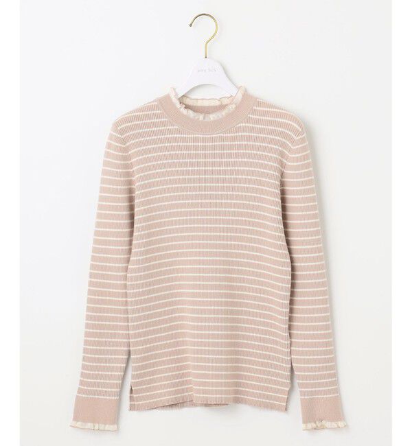 ANY SIS「CICA加工 フリルネック プルオーバー」|ニット・セーター|