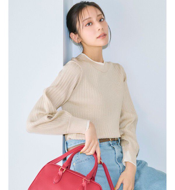 ANY SIS「【WEB・一部店舗限定】ダブルカラー ニット」|ニット・セーター|シャンパン