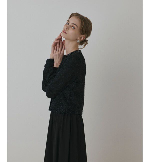 GRACE CONTINENTAL「ラメフェザ－ニットカーディガン」|カーディガン|