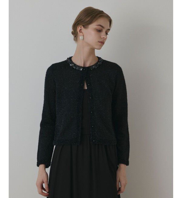 GRACE CONTINENTAL「ラメフェザ－ニットカーディガン」|カーディガン|