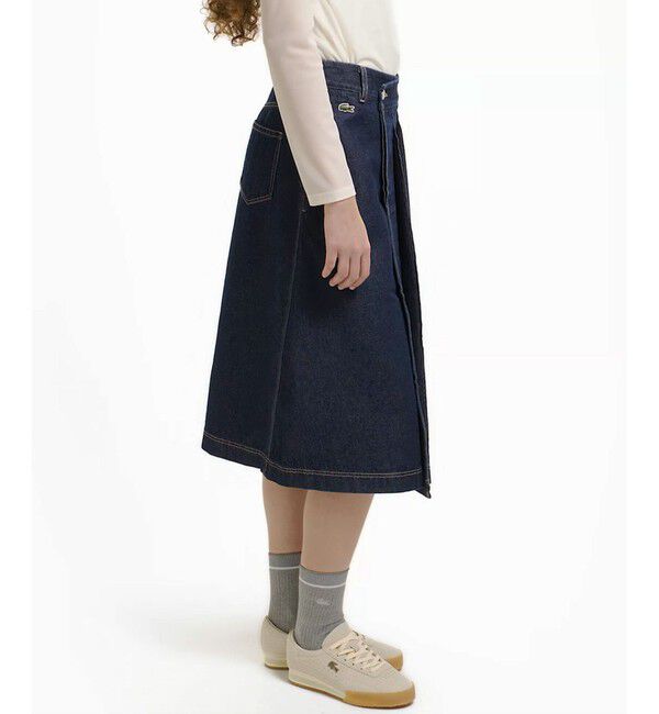 LACOSTE「アシンメトリーデニムプリーツラップスカート」|スカート|