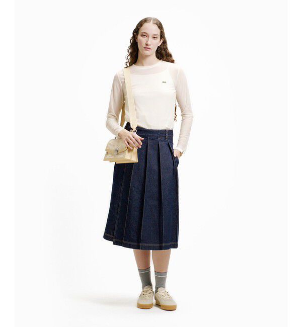 LACOSTE「アシンメトリーデニムプリーツラップスカート」|スカート|