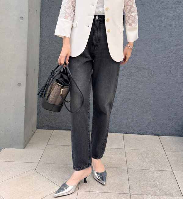 Rie Miller「【RM denim】ハイウエストスリムテーパードデニム」|デニム|ブラック