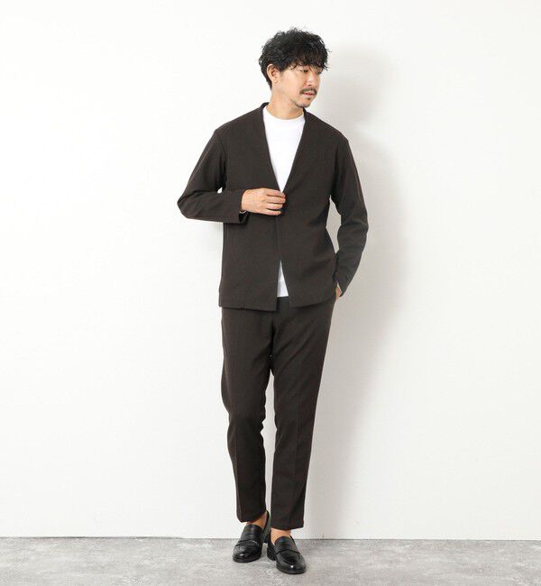 NOLLEY'S goodman「《ビジカジ/セットアップ対応》【尾州】先染めウォッシャブルノーカラーカーディガンジャケット 25AW」|ノーカラージャケット|