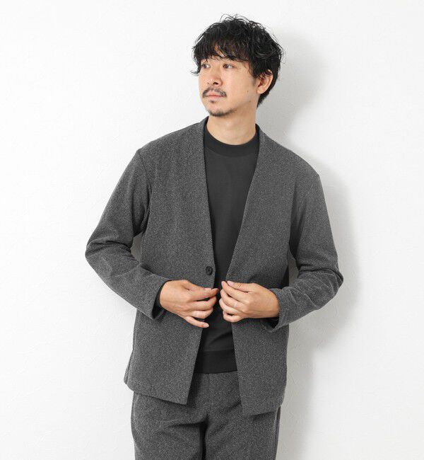 NOLLEY'S goodman「《ビジカジ/セットアップ対応》【尾州】先染めウォッシャブルノーカラーカーディガンジャケット 25AW」|ノーカラージャケット|