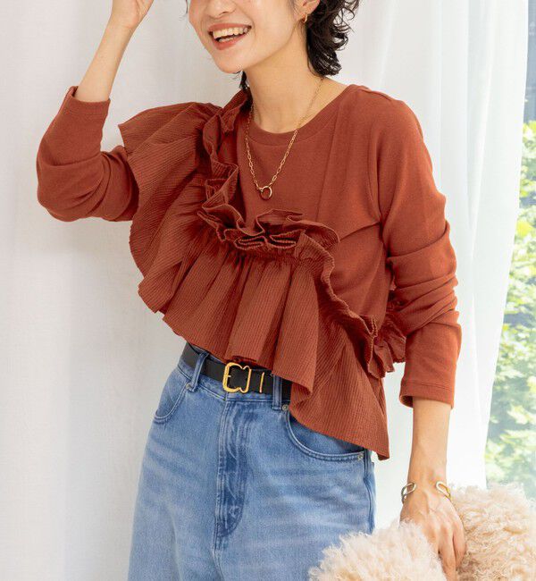 Rie Miller「3WAYリブフリルロンT」|Tシャツ・カットソー|