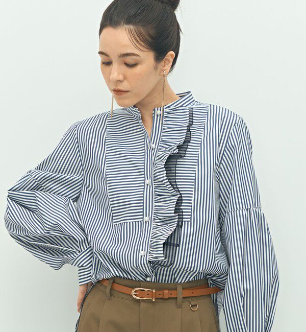 NOLLEY'S「パール釦ビブヨーク4WAYフリルブラウス」|シャツ・ブラウス|ブルー系その他6