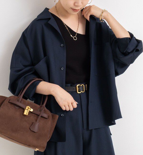 Rie Miller「《セットアップ対応》オープンカラービッグシルエットシャツ」|シャツ・ブラウス|ネイビー
