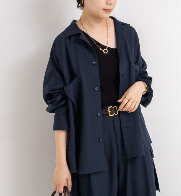 Rie Miller「《セットアップ対応》オープンカラービッグシルエットシャツ」|シャツ・ブラウス|