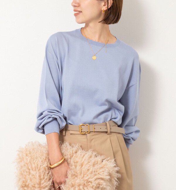 NOLLEY'S「《手洗い可能》《アンサンブル対応》バウンドウールクルーネックプルオーバー」|ニット・セーター|サックス