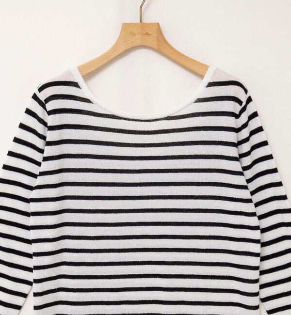 Rie Miller「ウォッシャブルブークレーボーダーバックUネックプルオーバー」|ニット・セーター|