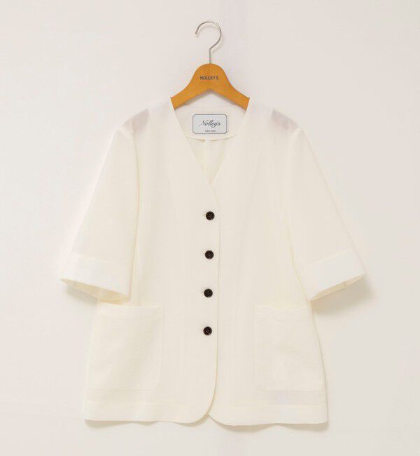 NOLLEY'S「ウォッシャブル高機能半袖ジャケット」|ノーカラージャケット|