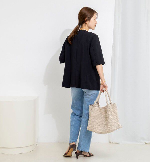 NOLLEY'S「ウォッシャブル高機能半袖ジャケット」|ノーカラージャケット|