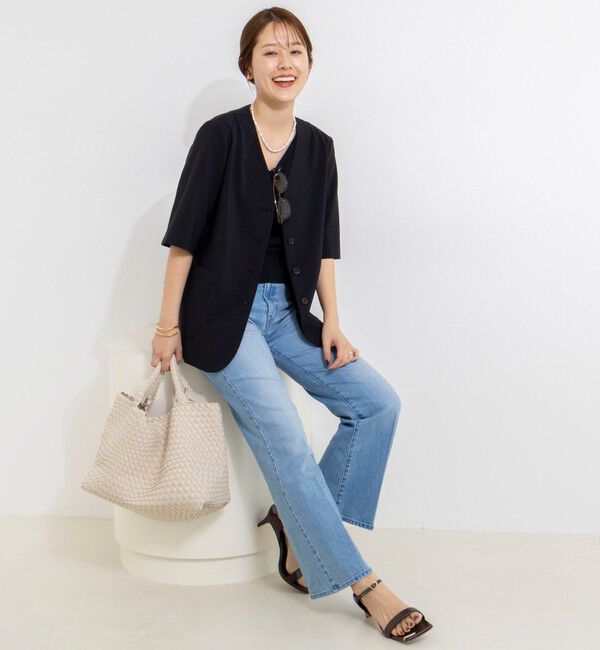 NOLLEY'S「ウォッシャブル高機能半袖ジャケット」|ノーカラージャケット|