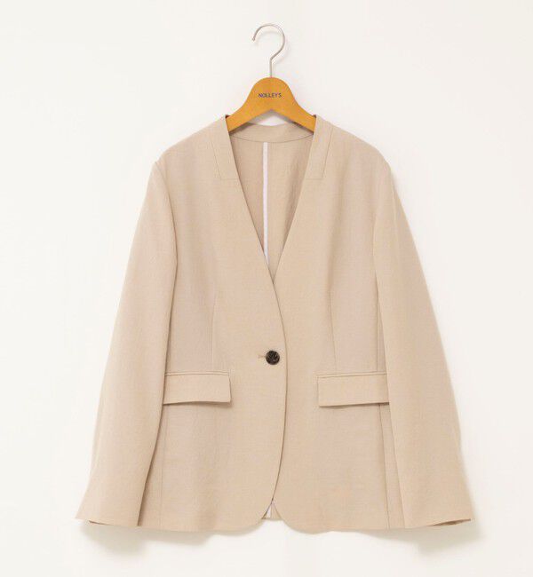 NOLLEY'S「《セットアップ対応》ストレッチツイルVネックジャケット」|ノーカラージャケット|