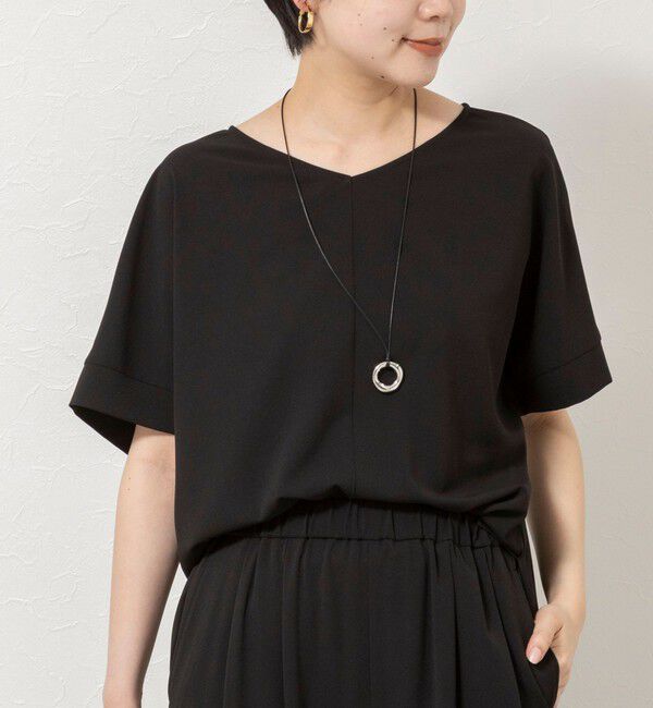 NOLLEY'S「【WEB＆一部店舗限定カラー】《セットアップ対応》ジョーゼットＶネックプルオーバー」|シャツ・ブラウス|ブラック