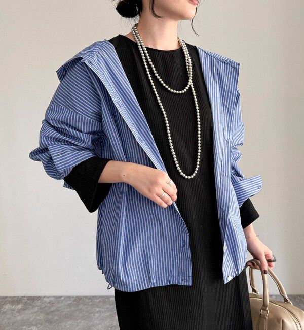 fredy emue「ストライプフーディーシャツ」|シャツ・ブラウス|