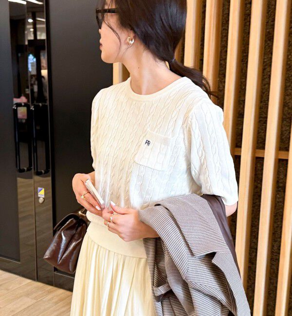 fredy emue「FR刺繍ケーブル柄ポケ付きプルオーバー」|ニット・セーター|