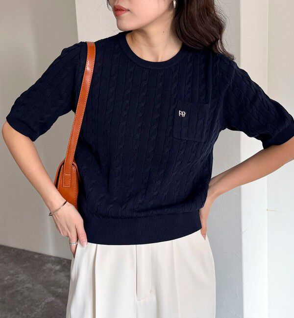 fredy emue「FR刺繍ケーブル柄ポケ付きプルオーバー」|ニット・セーター|